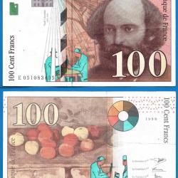 France 100 Francs 1998 Billet Cezanne Peintre Serie E Franc Frcs Frs Frc