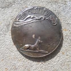 saint hubert du nord medaille bronze ancienne sign&eacute;e j . merculiano