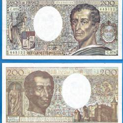 France 200 Francs 1990 Billet Montesquieu Franc