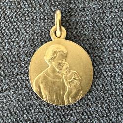 M&eacute;daille or massif 18 carats - Saint Joseph - Bapt&ecirc;me - catholique - Chr&eacute;tien