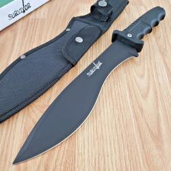 Couteau de Survie Kukri Gurka Combat Bolo Machette Bushcraft Lame Acier Inox Etui Nylon