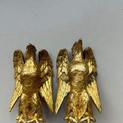 Paire d'appliques oiseaux XIXe style Empire Napol&eacute;on III bronze dor&eacute;