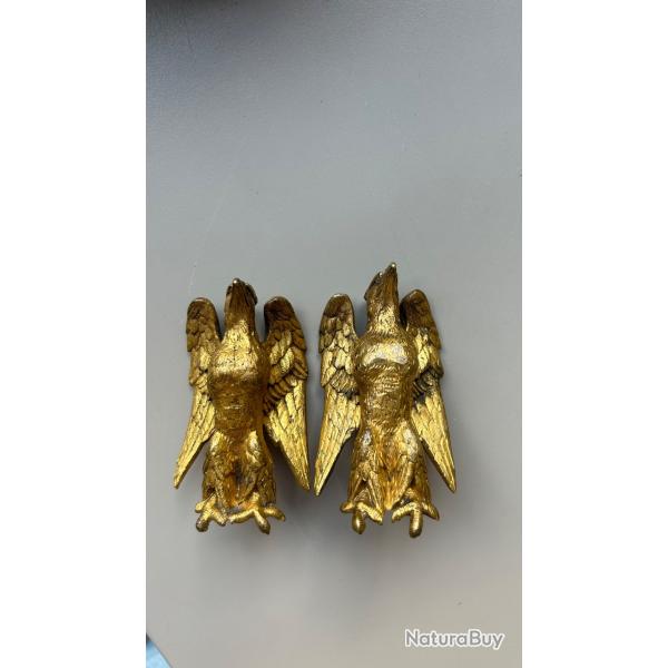 Paire d'appliques oiseaux XIXe style Empire Napol�on III bronze dor�