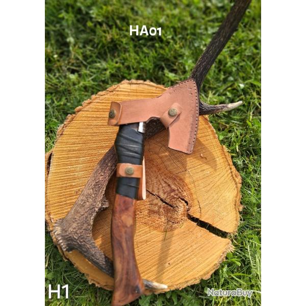 HA01 Hache Viking grave - 35 cm - Manche bois + �tui cuir - Style nordique