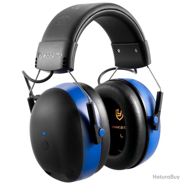 Casque Antibruit Bluetooth 6.0 SNR 33 dB Rechargeable Protection Auditive Tir Chasse Chantier Bleu