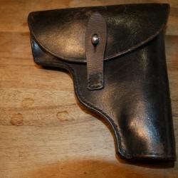 Etui de pistolet RUBY en cuir noir avec tampon de r&eacute;ception