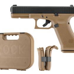 Umarex - Pistolet Glock 17 Gen5 "French Edition" Gaz - Noir & Tan R&eacute;plique AirSoft BBs 6mm PACK LUXE
