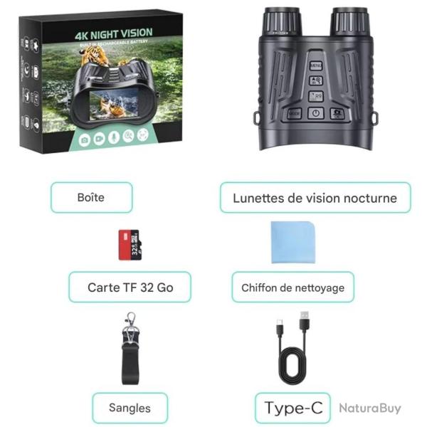 Jumelles Night Vision 8X Zoom 300M Rechargeable HD 4K *Ench�re* Observation Outdoor