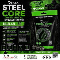 Billes VESTA Steel Core calibre .50 - x200 projectiles lourds coeur acier