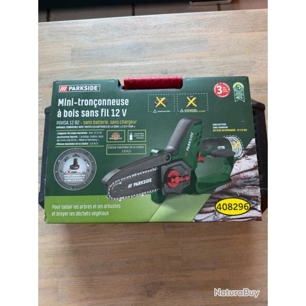 Mini tron�onneuse � bois sans fil 12 V parkside neuve dans sa malette 1 euro sans prix de r�serve