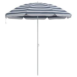 Parasol de plage rond 206 x 206 x 212 cm l&eacute;ger et durable design minimaliste en polyester bleu 02_0