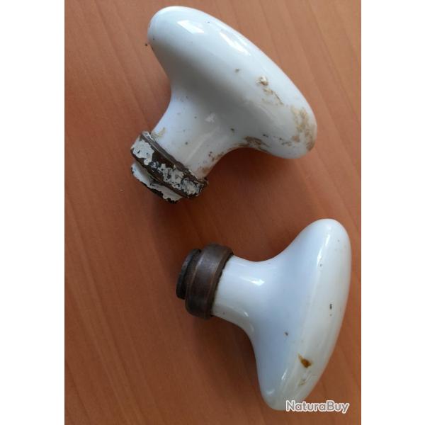 POIGNEES DE PORTE ANCIENNES EN CERAMIQUE - A NETTOYER