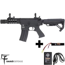 Pack airsoft AEG KENJI SHORT S BLACK - SAIGO DEFENSE (r&eacute;plique + batterie)