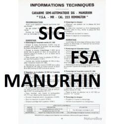 notice 4 pages SIG MANURHIN FSA (envoi par mail) - VENDU PAR JEPERCUTE (m2771)