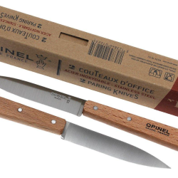 Opinel Lot de 2 Couteaux d'Office N&deg;112 - Lame acier inoxydable - Manche H&ecirc;tre Naturel