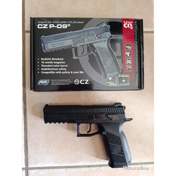 ASG CZ P-09 dual ammo 4.5 mm CO2 plombs et BB �tat comme neuf
