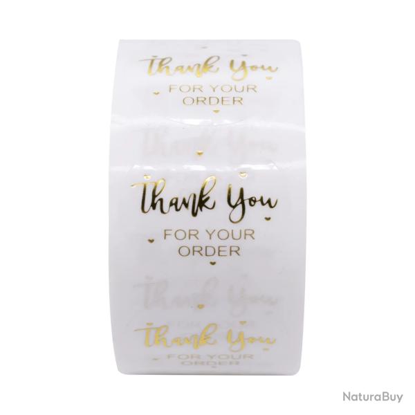 500 Pcs Stickers Etiquettes "THANK you for your order" emballage cadeaux