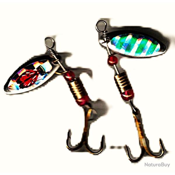 2 Cuillers tournantes pour truites, perches et autres carnassiers -2.20 gr. - CT-428