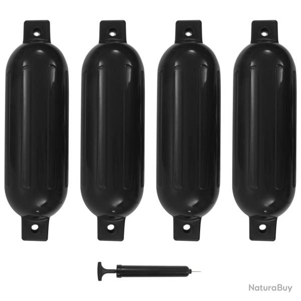 Pare-choc de bateau 4 pcs noir 51x14 cm PVC