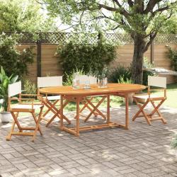 Chaises de jardin pliables lot de 4 blanc cr&egrave;me tissu