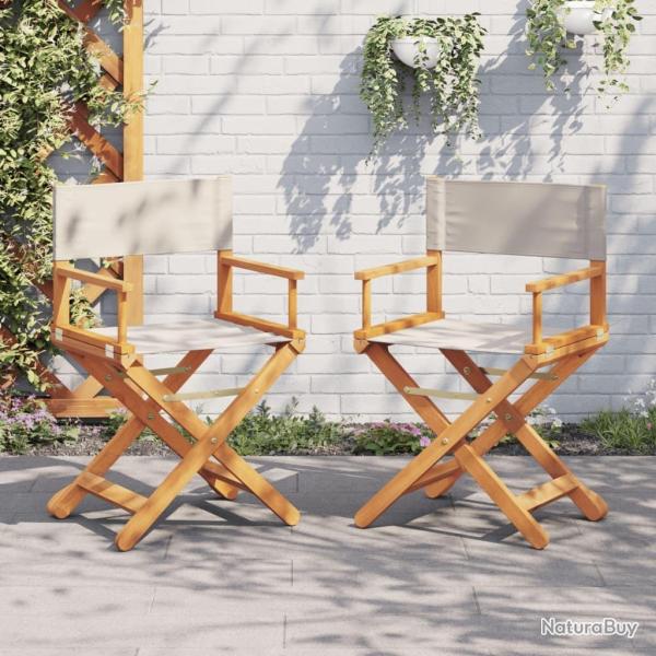 Chaises de r�alisateur pliables lot de 2 blanc cr�me tissu