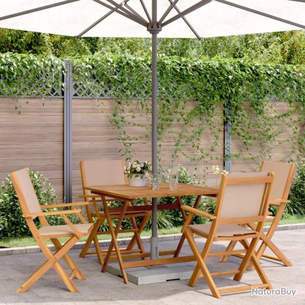 Ensemble � manger de jardin 5 pcs taupe tissu et bois massif
