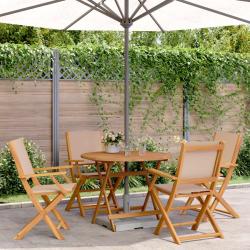 Ensemble &agrave; manger de jardin 5 pcs taupe tissu et bois massif