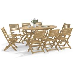 Ensemble &agrave; manger de jardin 9 pcs bois d'acacia solide