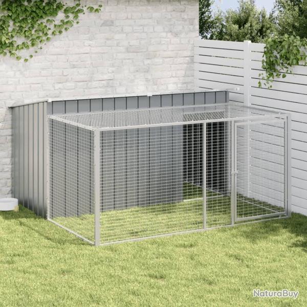 Niche pour chien avec enclos Anthracite 197 x 194 x 110 cm Acier galvanis�