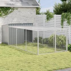 Niche pour chien avec enclos Anthracite 153 x 396 x 110 cm Acier galvanis&eacute;
