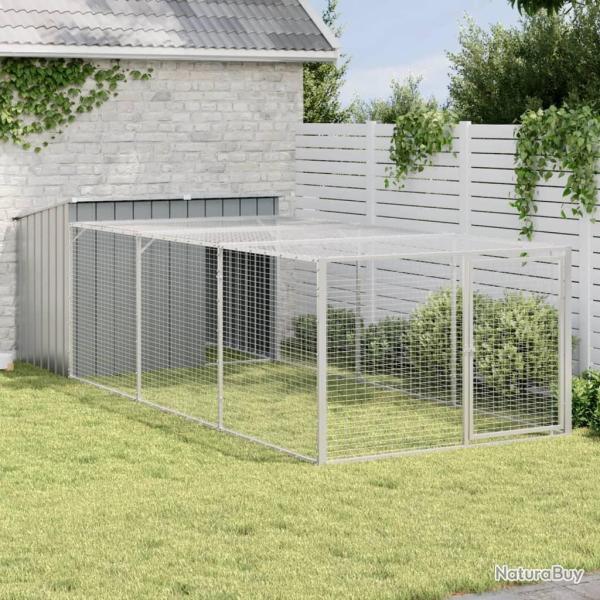 Niche pour chien avec enclos Anthracite 153 x 396 x 110 cm Acier galvanis�