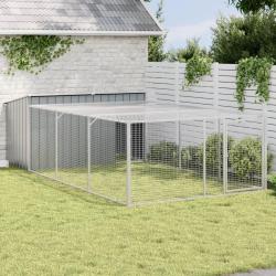 Niche pour chien avec enclos Anthracite 197 x 396 x 110 cm Acier galvanis&eacute;