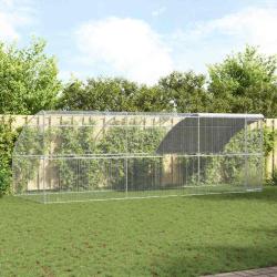 Cage &agrave; poules 3 pcs Argent&eacute; 600 x 200 x 200 cm Acier et PE