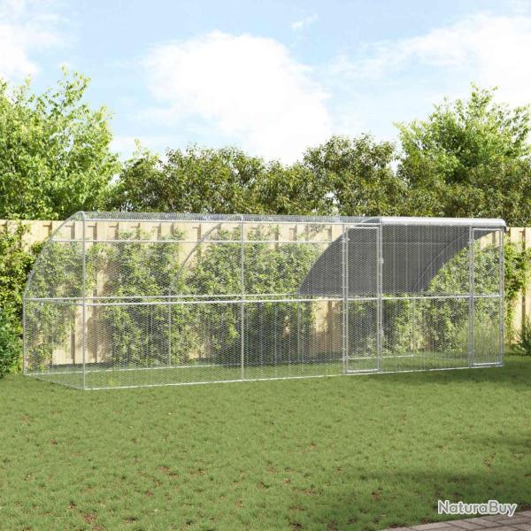 Cage � poules 3 pcs Argent� 600 x 200 x 200 cm Acier et PE