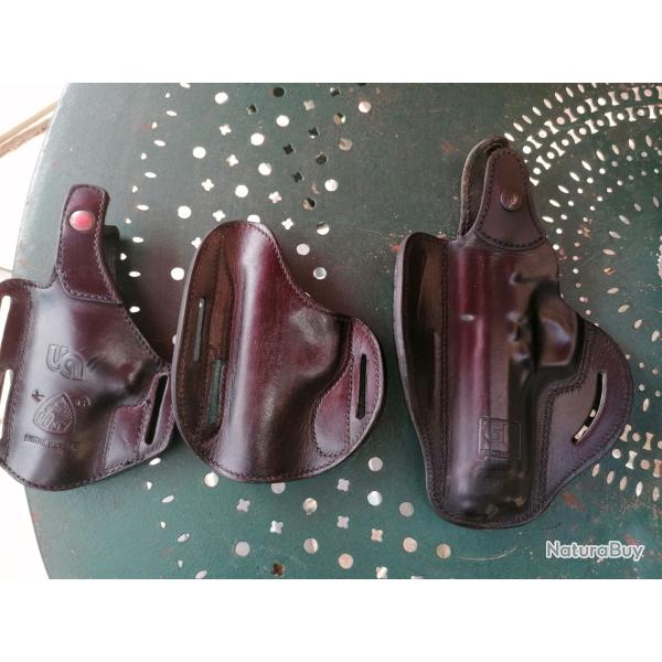 3 holster cuir tr�s bon �tat