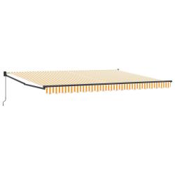 Auvent r&eacute;tractable manuel Jaune et blanc 4 x 2 m