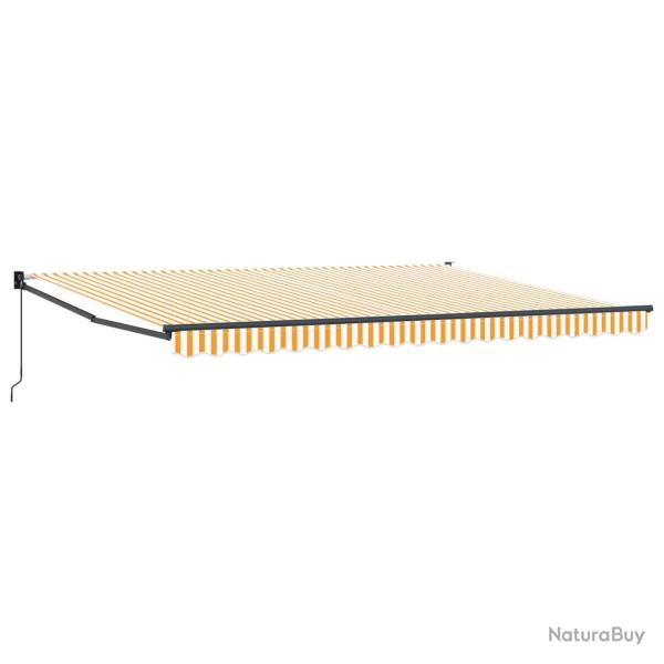 Auvent r�tractable manuel Jaune et blanc 4 x 2 m