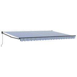 Auvent r&eacute;tractable manuel Bleu et Blanc 4 x 2 m