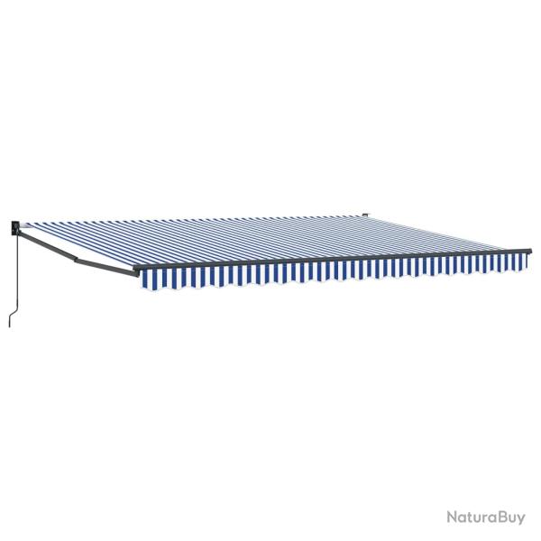 Auvent r�tractable manuel Bleu et Blanc 4 x 2 m