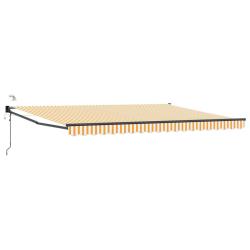 Auvent r&eacute;tractable &eacute;lectrique Jaune et blanc 4 x 2 m