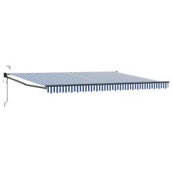 Auvent r&eacute;tractable &eacute;lectrique Bleu et Blanc 4 x 2 m