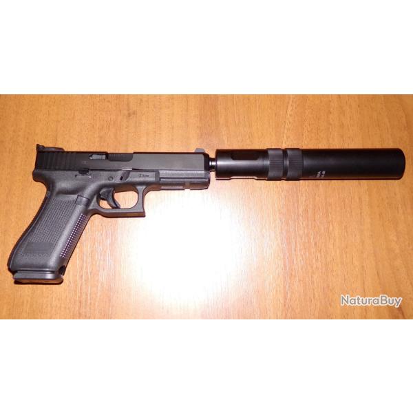 PISTOLET GLOCK 17 GENERATION 5 FILETE CAL 9X19 ETAT NEUF AVEC SILENCIEUX