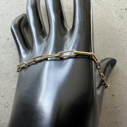 Bracelet homme or 18 carats - maille trombone - 22 cm