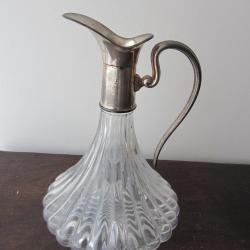 Carafe en cristal et m&eacute;tal argent&eacute; Lancel Paris 1950