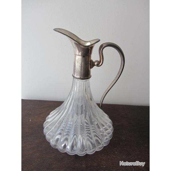Carafe en cristal et m�tal argent� Lancel Paris 1950