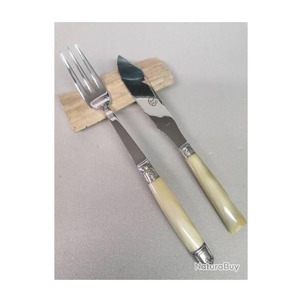 Couteaux corne blonde Service chasse venerie brasero barbecue