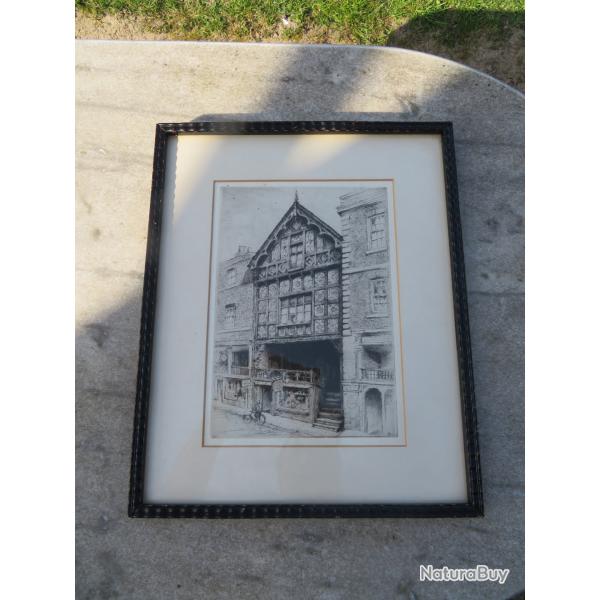 VINTAGE - Ancienne gravure "God's Providence House CHESTER" - ANGLETERRE (XX�)