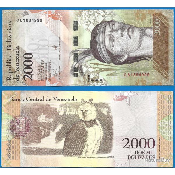 Venezuela 2000 Bolivares 2016 Billet Bolivar Aigle