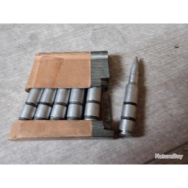 Lame chargeur de manipulation + 6 cartouches en alu pour fusil K11 ou K31. Fabrication guerre