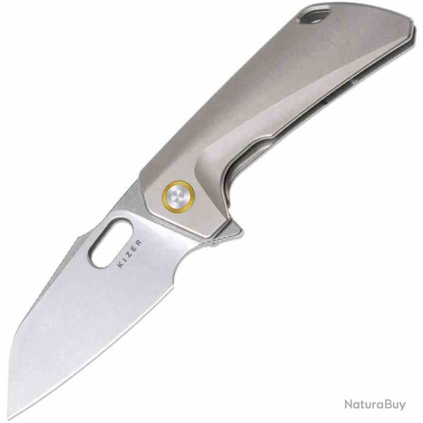Couteau Kizer Takahe Lame Acier S35VN SW Manche Titane Gris Frame Lock IKBS KI3701A1